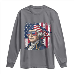 George Washington Patriotic Long Sleeve Shirt USA 250th Anniversary TS12 Charcoal Print Your Wear