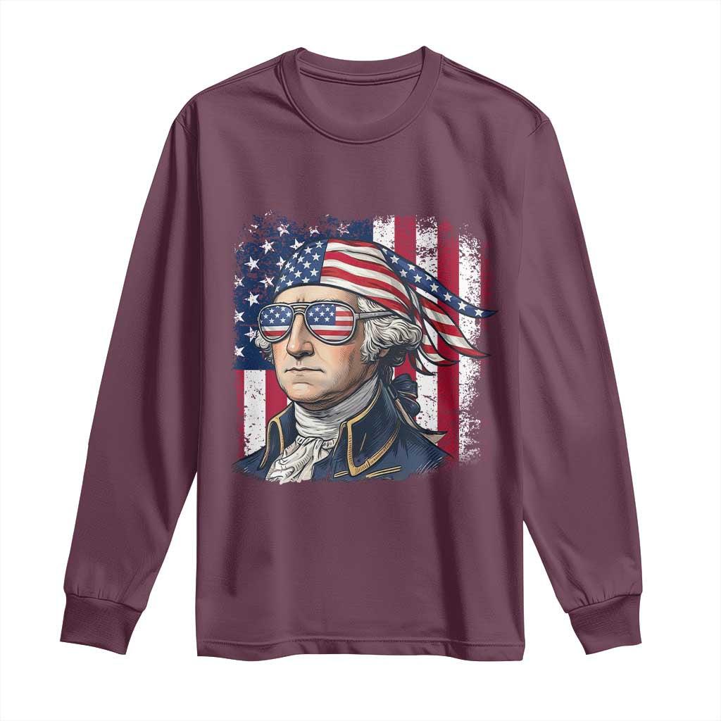 George Washington Patriotic Long Sleeve Shirt USA 250th Anniversary TS12 Maroon Print Your Wear