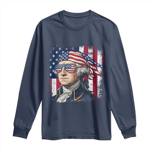 George Washington Patriotic Long Sleeve Shirt USA 250th Anniversary TS12 Navy Print Your Wear