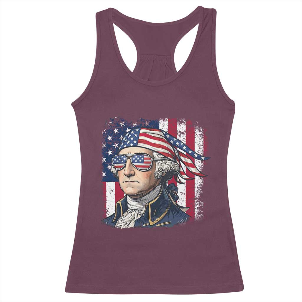 George Washington Patriotic Racerback Tank Top USA 250th Anniversary TS12 Maroon Print Your Wear