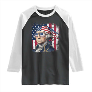 George Washington Patriotic Raglan Shirt USA 250th Anniversary TS12 Black White Print Your Wear