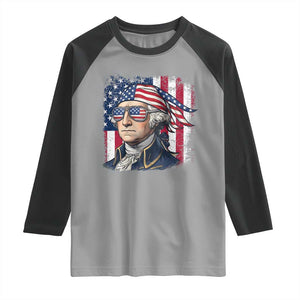 George Washington Patriotic Raglan Shirt USA 250th Anniversary TS12 Sport Gray Black Print Your Wear
