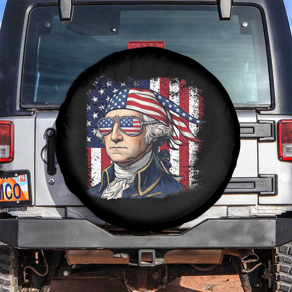 George Washington Patriotic Spare Tire Cover USA 250th Anniversary TS12 No hole Black Print Your Wear