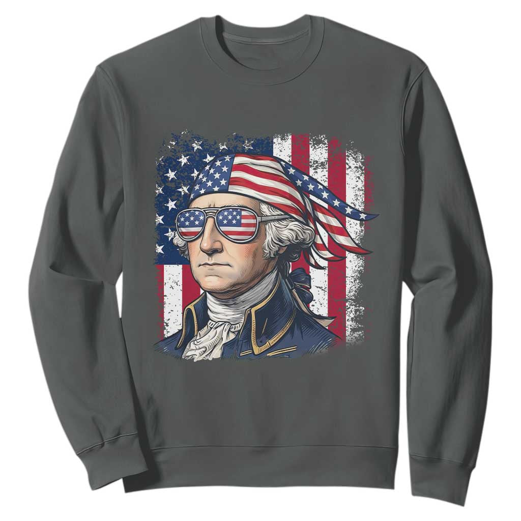 George Washington Patriotic Sweatshirt USA 250th Anniversary TS12 Dark Heather Print Your Wear