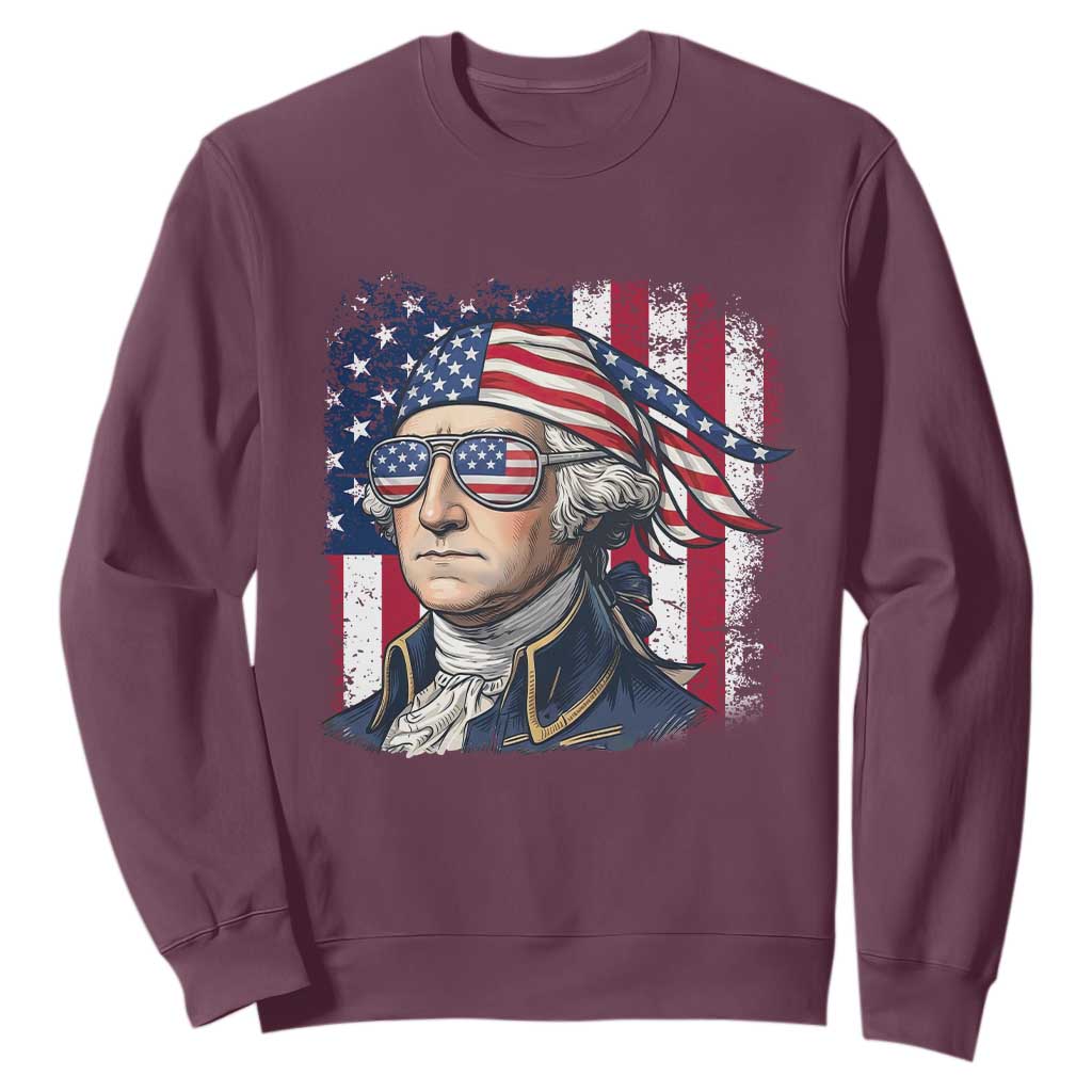 George Washington Patriotic Sweatshirt USA 250th Anniversary TS12 Maroon Print Your Wear