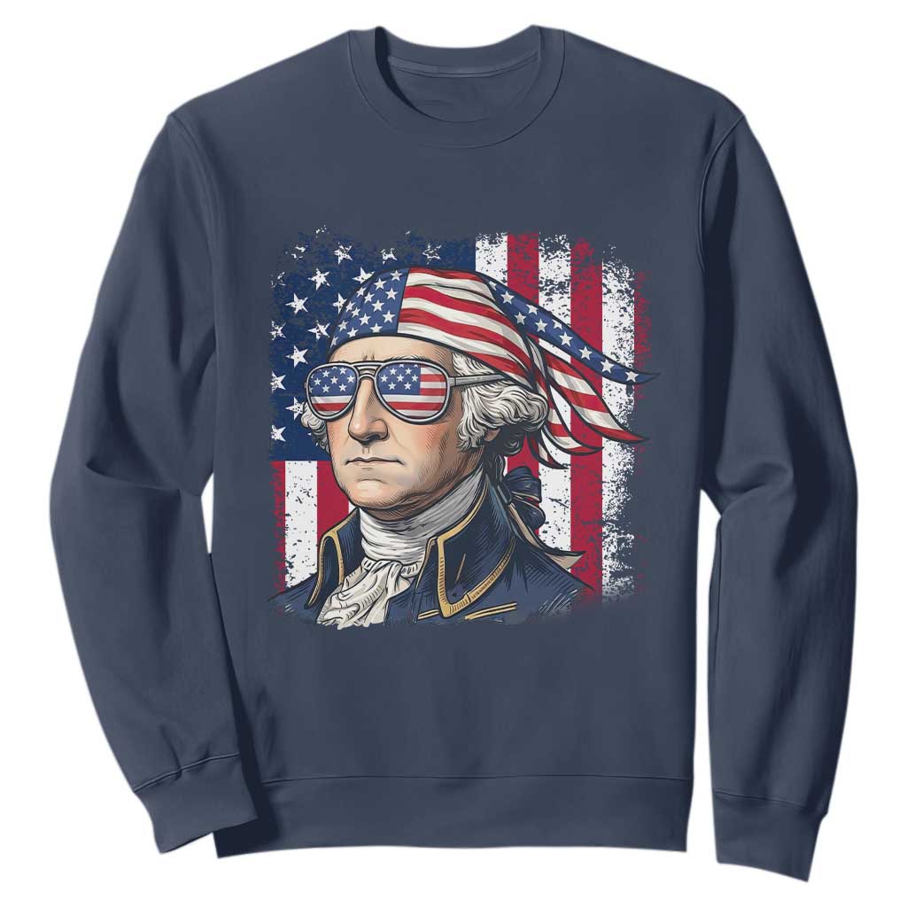 George Washington Patriotic Sweatshirt USA 250th Anniversary TS12 Navy Print Your Wear