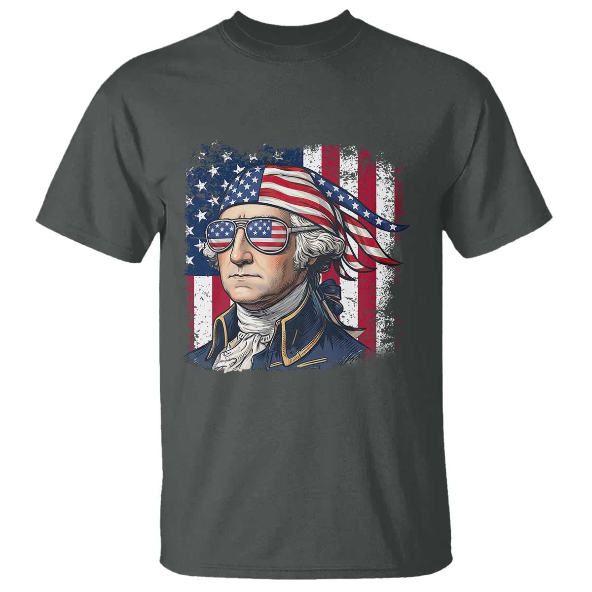 George Washington Patriotic T Shirt USA 250th Anniversary TS12 Dark Heather Print Your Wear