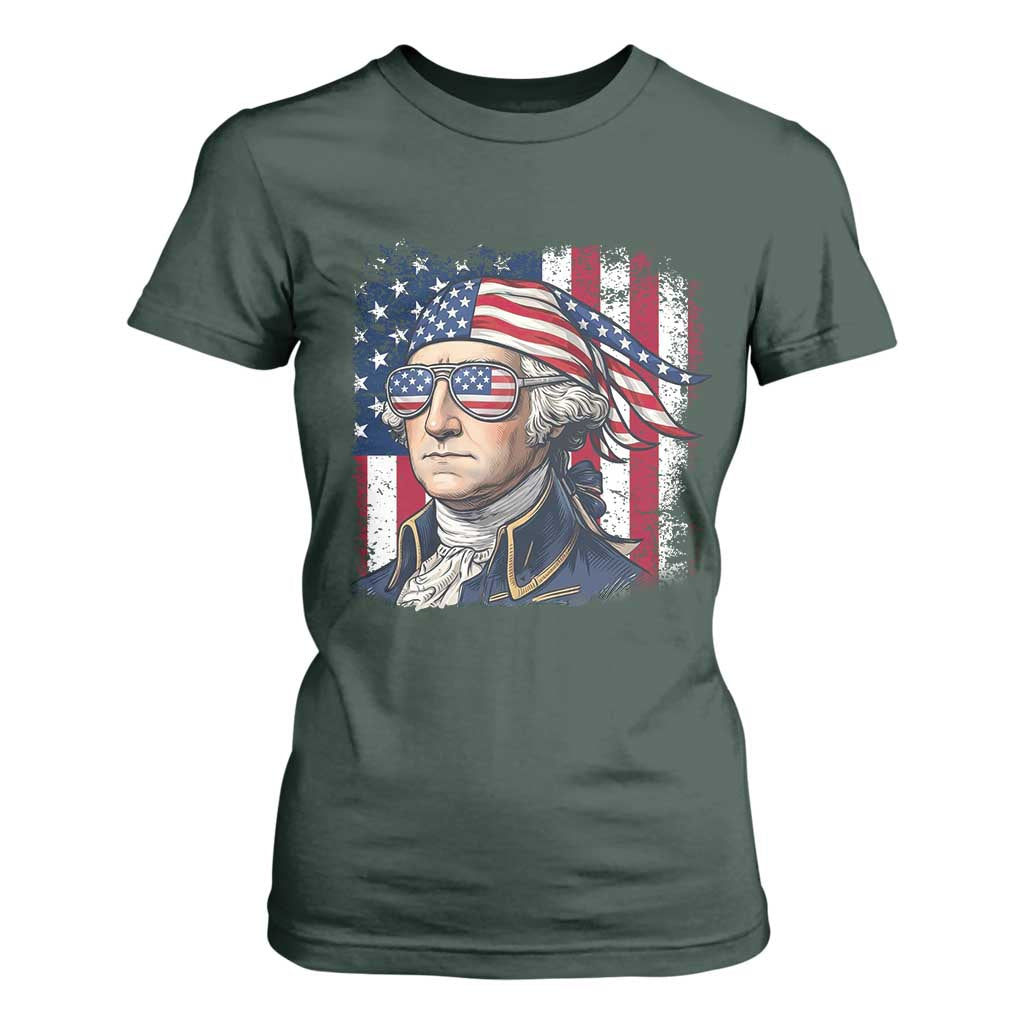 George Washington Patriotic T Shirt For Women USA 250th Anniversary TS12 Dark Forest Green Print Your Wear