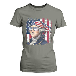 George Washington Patriotic T Shirt For Women USA 250th Anniversary TS12 Military Green Print Your Wear