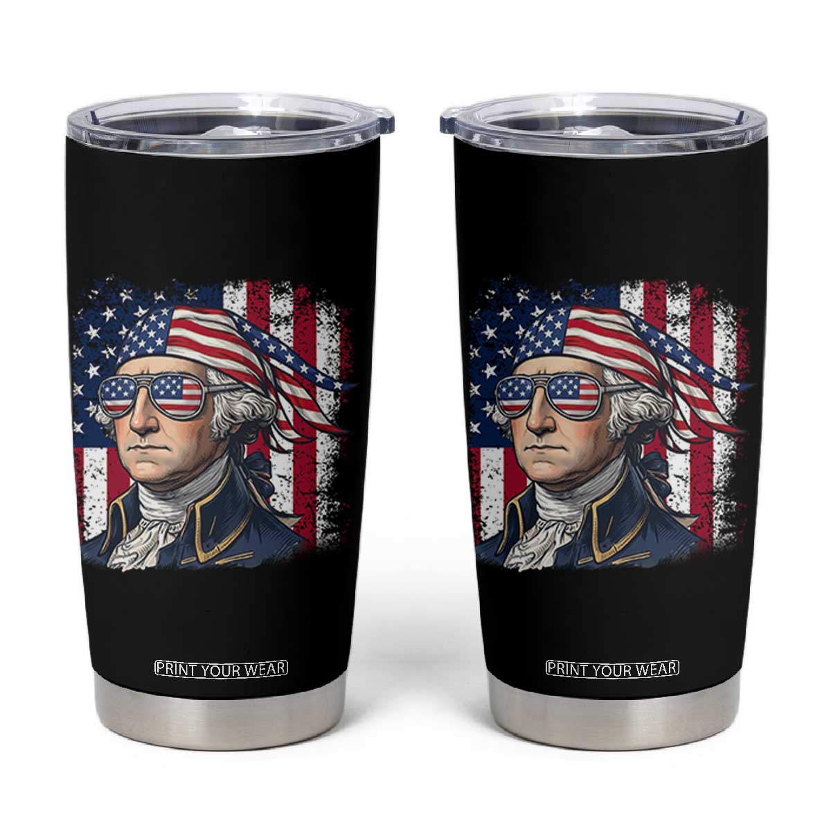 George Washington Patriotic Tumbler Cup USA 250th Anniversary TS12 Black Print Your Wear