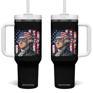 George Washington Patriotic Tumbler With Handle USA 250th Anniversary TS12 One Size: 40 oz Black Print Your Wear
