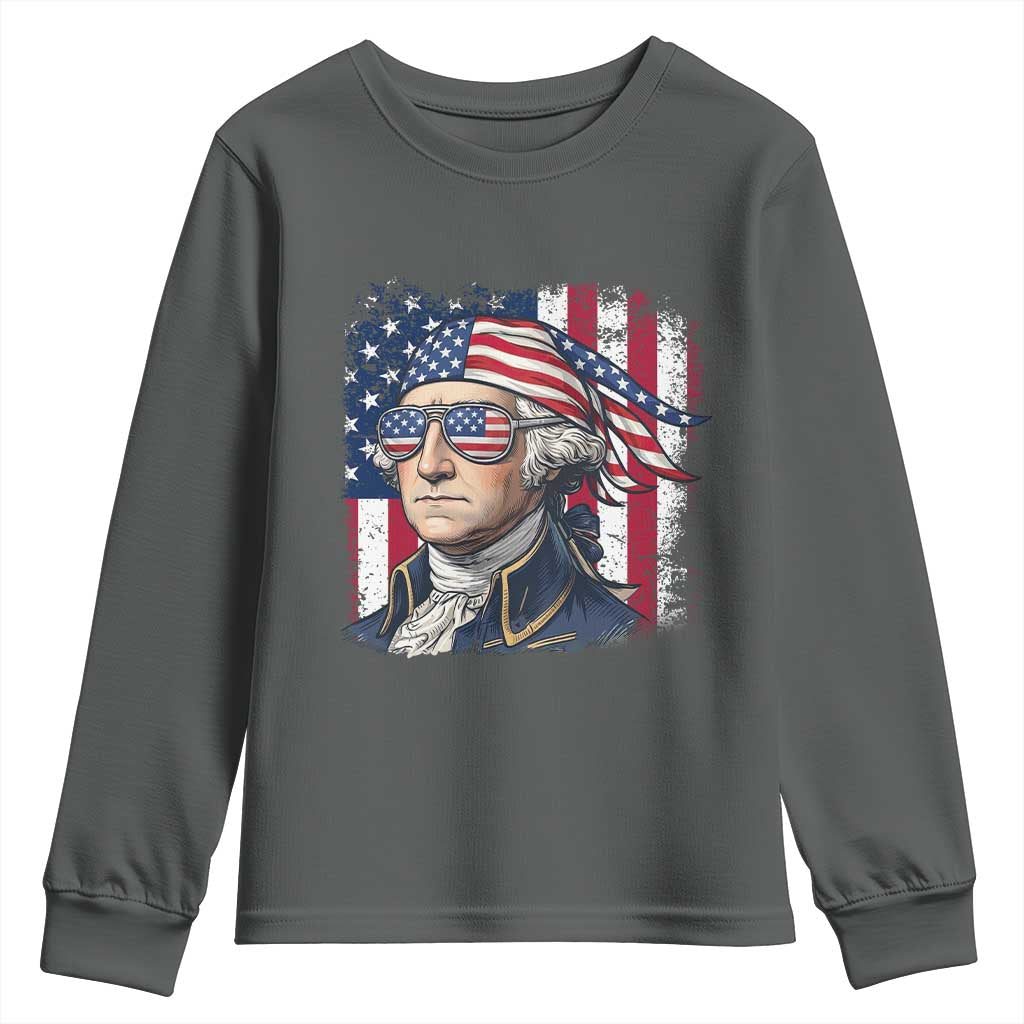 George Washington Patriotic Youth Sweatshirt USA 250th Anniversary TS12 Dark Heather Print Your Wear