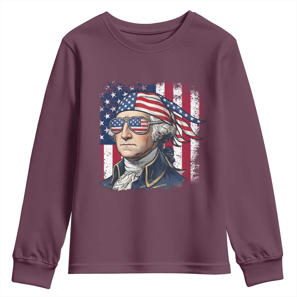 George Washington Patriotic Youth Sweatshirt USA 250th Anniversary TS12 Maroon Print Your Wear
