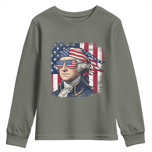 George Washington Patriotic Youth Sweatshirt USA 250th Anniversary TS12 Military Green Print Your Wear