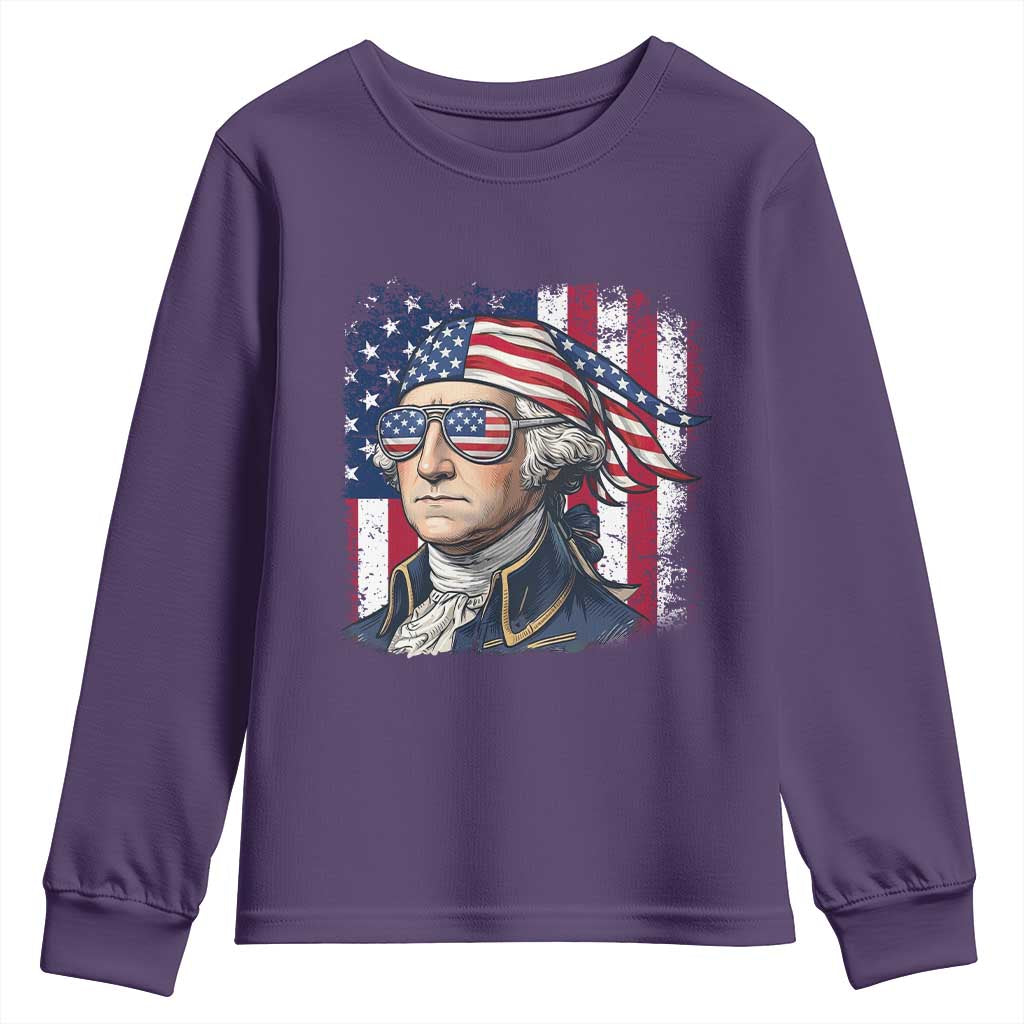 George Washington Patriotic Youth Sweatshirt USA 250th Anniversary TS12 Purple Print Your Wear