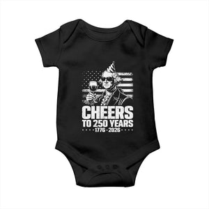 Funny George Washington Cheers To 250 Years Baby Onesie TS12 Black Print Your Wear