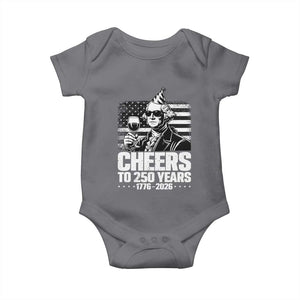 Funny George Washington Cheers To 250 Years Baby Onesie TS12 Charcoal Print Your Wear