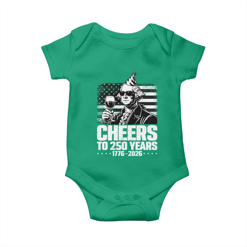 Funny George Washington Cheers To 250 Years Baby Onesie TS12 Irish Green Print Your Wear