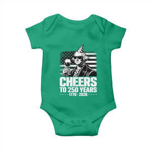Funny George Washington Cheers To 250 Years Baby Onesie TS12 Irish Green Print Your Wear