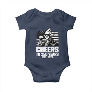 Funny George Washington Cheers To 250 Years Baby Onesie TS12 Navy Print Your Wear