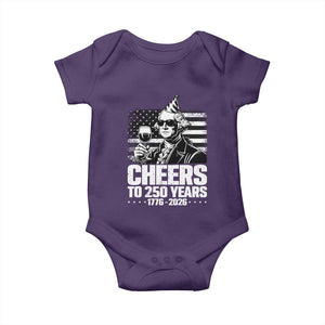 Funny George Washington Cheers To 250 Years Baby Onesie TS12 Purple Print Your Wear