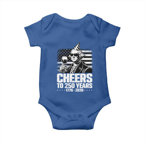 Funny George Washington Cheers To 250 Years Baby Onesie TS12 Royal Blue Print Your Wear