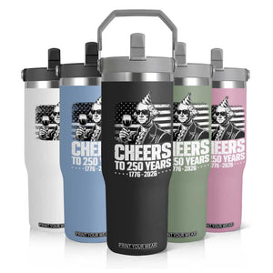 Funny George Washington Cheers To 250 Years Flip Straw Tumbler TS12 Print Your Wear
