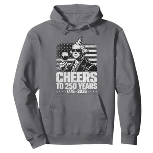 Funny George Washington Cheers To 250 Years Hoodie TS12 Charcoal Print Your Wear