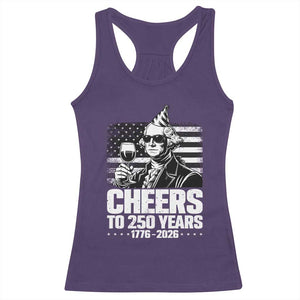 Funny George Washington Cheers To 250 Years Racerback Tank Top TS12 Purple Print Your Wear