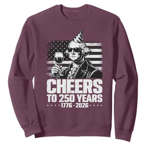 Funny George Washington Cheers To 250 Years Sweatshirt TS12 Maroon Print Your Wear