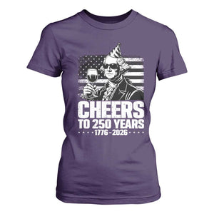 Funny George Washington Cheers To 250 Years T Shirt For Women TS12 Purple Print Your Wear