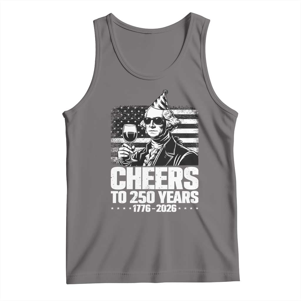 Funny George Washington Cheers To 250 Years Tank Top TS12 Deep Heather Print Your Wear