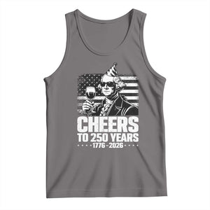 Funny George Washington Cheers To 250 Years Tank Top TS12 Deep Heather Print Your Wear