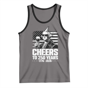 Funny George Washington Cheers To 250 Years Tank Top TS12 Deep Heather Black Print Your Wear