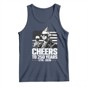 Funny George Washington Cheers To 250 Years Tank Top TS12 Navy Print Your Wear