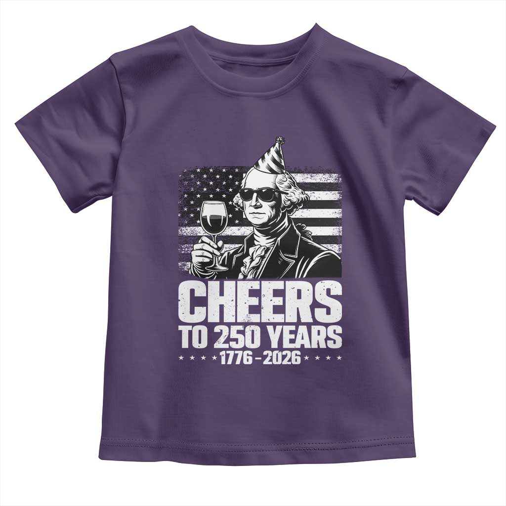 Funny George Washington Cheers To 250 Years Toddler T Shirt TS12 Purple Print Your Wear