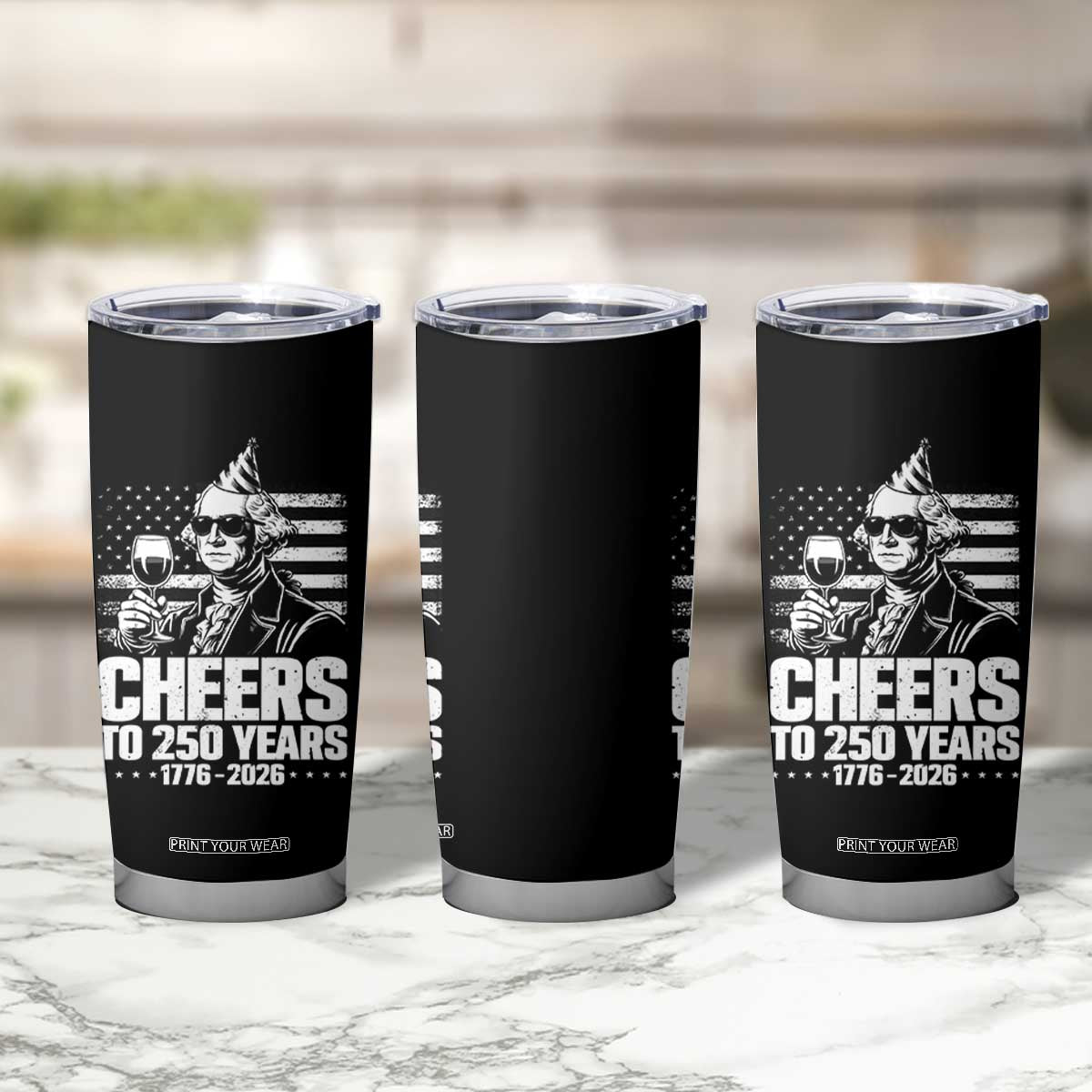 Funny George Washington Cheers To 250 Years Tumbler Cup TS12 Print Your Wear