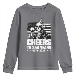 Funny George Washington Cheers To 250 Years Youth Sweatshirt TS12 Charcoal Print Your Wear