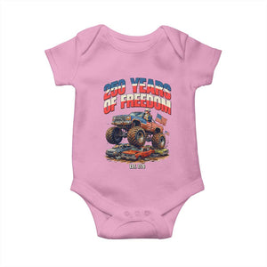 Funny George Washington Monster Truck Baby Onesie USA 250th Anniversary TS12 Light Pink Print Your Wear