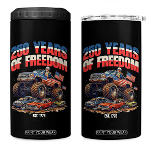 Funny George Washington Monster Truck 4 in 1 Can Cooler Tumbler America 250th Anniversary TS12 One Size: 16 oz Black Print Your Wear