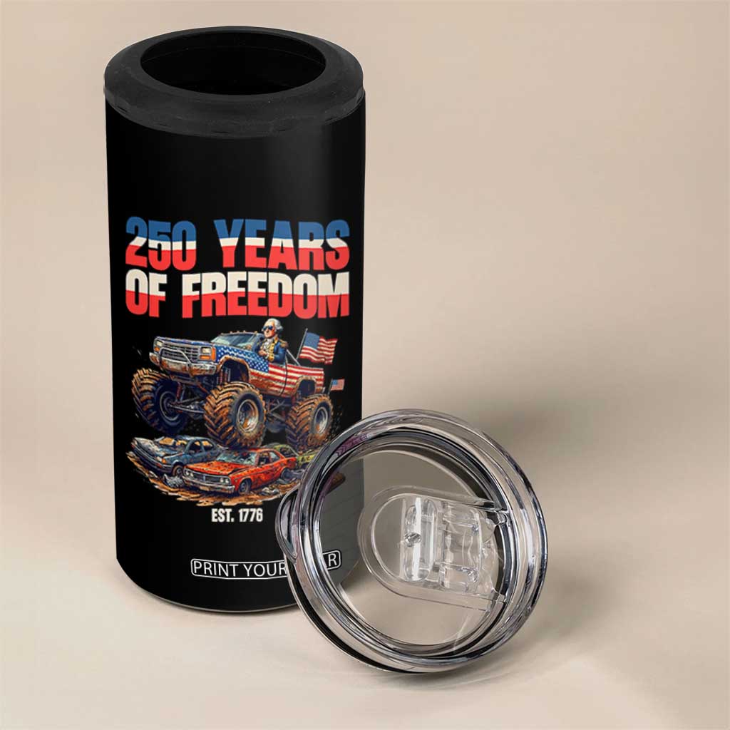Funny George Washington Monster Truck 4 in 1 Can Cooler Tumbler America 250th Anniversary TS12 Print Your Wear