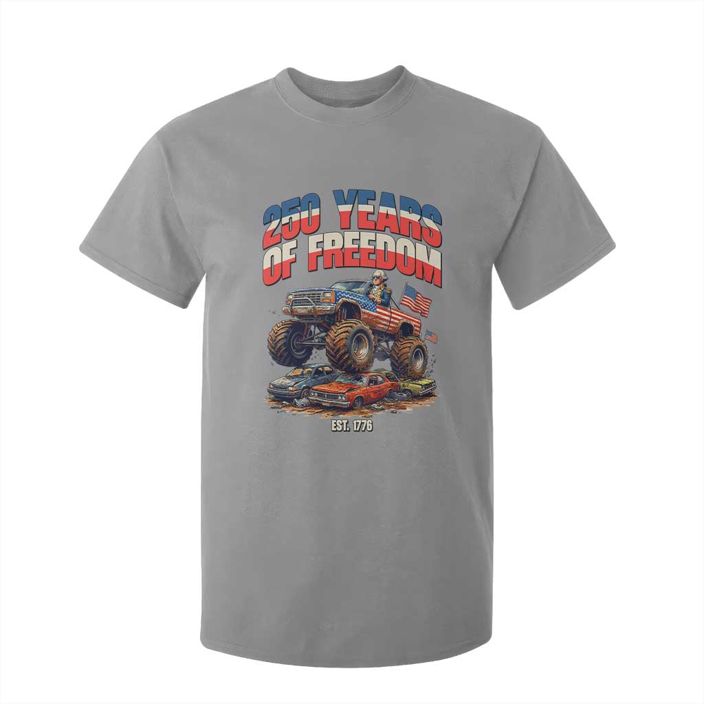 Funny George Washington Monster Truck T Shirt For Kid America 250th Anniversary TS12 Sport Gray Print Your Wear