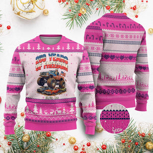 Funny George Washington Monster Truck Ugly Christmas Sweater America 250th Anniversary TS12 Hot Pink Print Your Wear