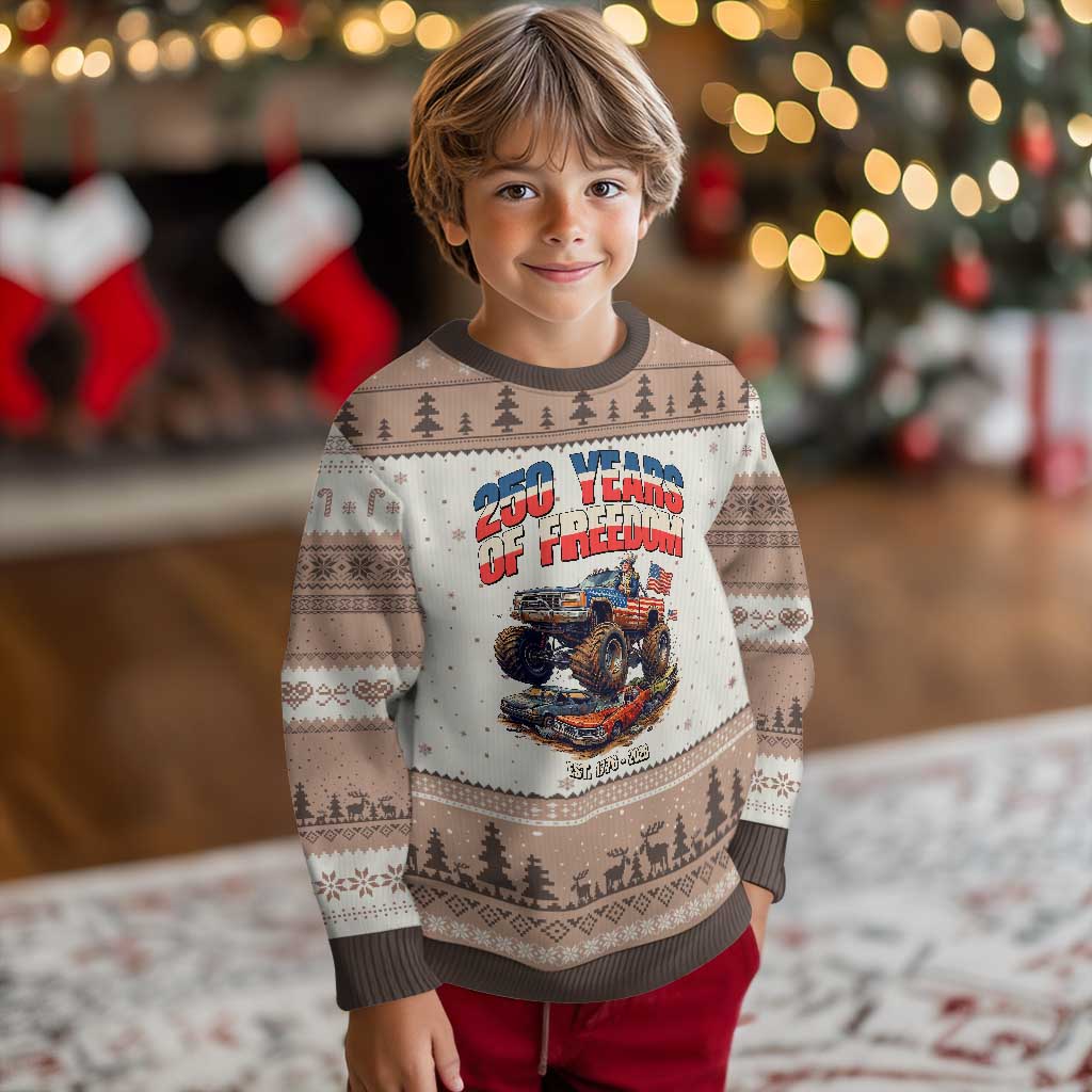 Funny George Washington Monster Truck Ugly Christmas Sweater America 250th Anniversary TS12 Mocha Mousse Print Your Wear