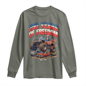 Funny George Washington Monster Truck Long Sleeve Shirt America 250th Anniversary TS12 Military Green Print Your Wear