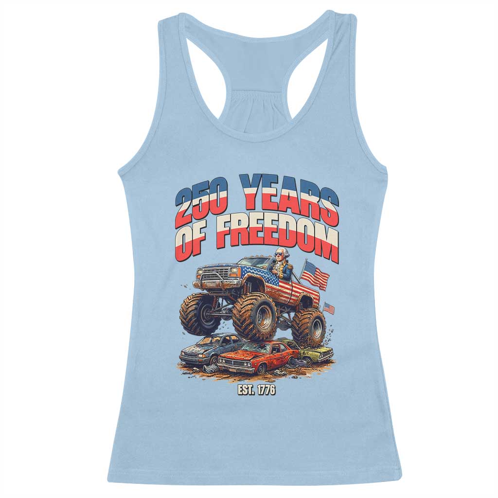 Funny George Washington Monster Truck Racerback Tank Top America 250th Anniversary TS12 Light Blue Print Your Wear