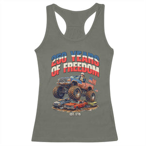 Funny George Washington Monster Truck Racerback Tank Top America 250th Anniversary TS12 Military Green Print Your Wear
