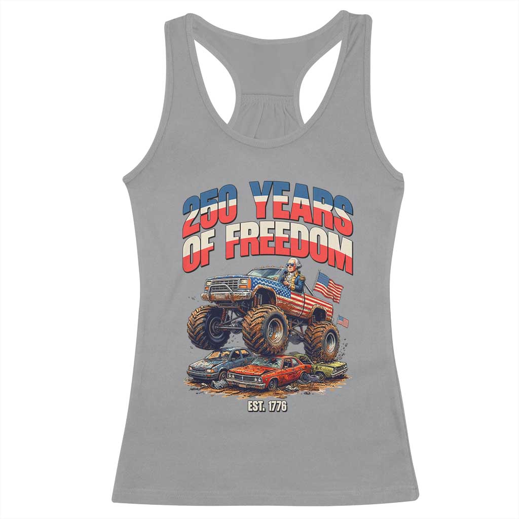 Funny George Washington Monster Truck Racerback Tank Top America 250th Anniversary TS12 Sport Gray Print Your Wear