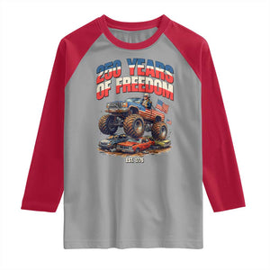 Funny George Washington Monster Truck Raglan Shirt America 250th Anniversary TS12 Sport Gray Red Print Your Wear