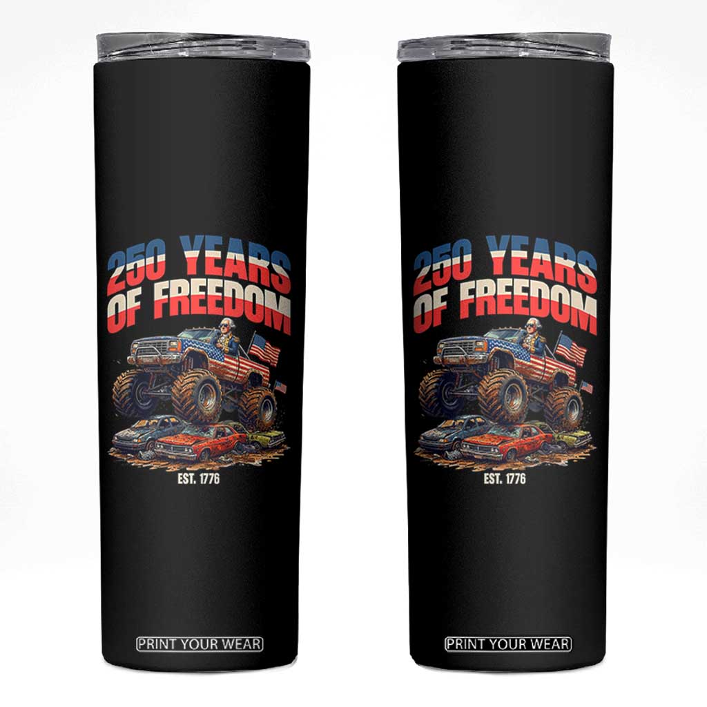 Funny George Washington Monster Truck Skinny Tumbler America 250th Anniversary TS12 Black Print Your Wear